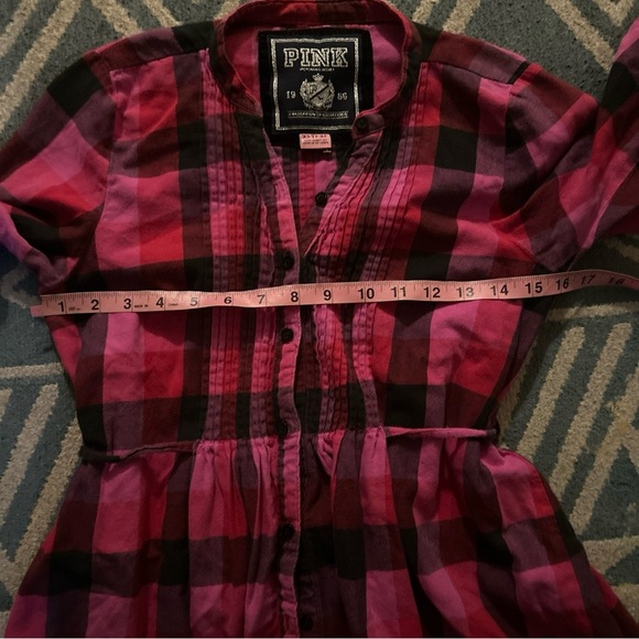 Pink vs plaid dress 3/4 sleeve button down xs - Picture 3 of 6